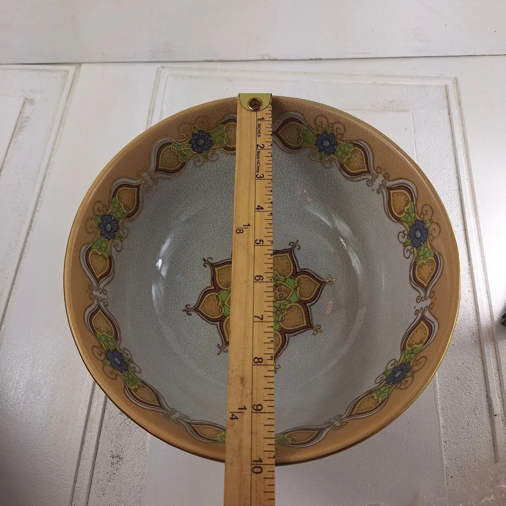 Vintage Large Asian Chinoiserie Style Decorative Crackle Bowl 10" - Picture 7 of 10